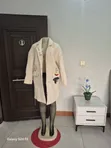 Trendy Cream Tweed Trench Coat - Elegant & Chic (M) - 2