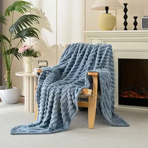 A&S Soft Ribbed Throw Blanket - Gray