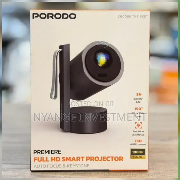 Porodo Premiere Rechargeable Android Smart Projector, 250 ANSI Lumens - 1