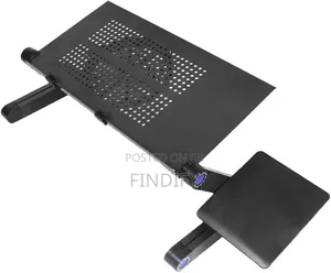 Adjustable Foldable Aluminum Laptop Table with Cooling Fan & Mouse Pad