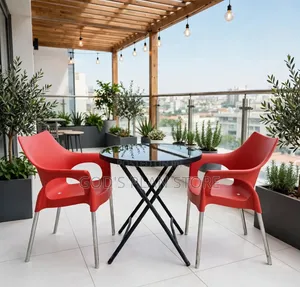 Chelsea Cafe/Balcony Foldable Glass Dining Table and Chairs