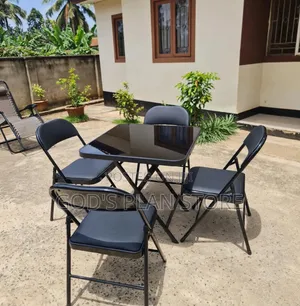 5 Piece Foldable Glass Table and Chairs