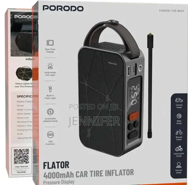 Porodo Flator 4000mAh Portable Car Tire Inflator - 1