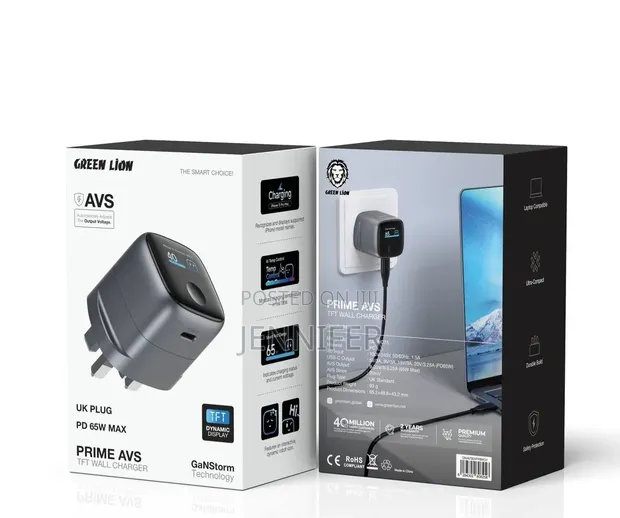 Green Lion Prime AVS TFT Wall Charger 65W GaNStorm - 1