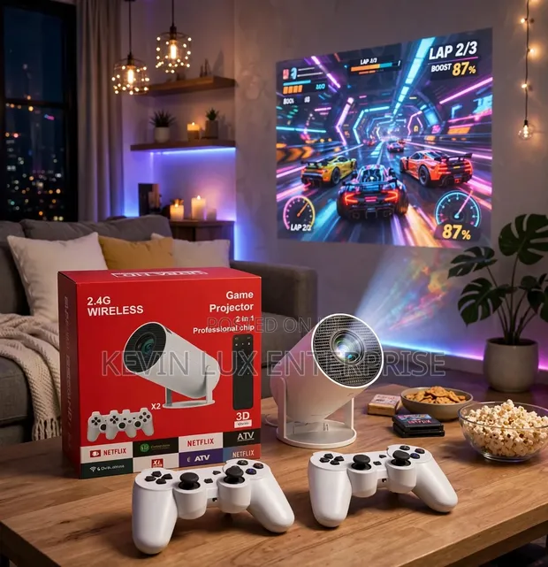 2-in-1 Gaming Projector with Wireless Controllers - 1