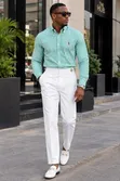 Polo Shirt and Beltless Gentlemen Outfit - 1