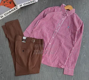 Men's Striped Shirt & Trousers Set
