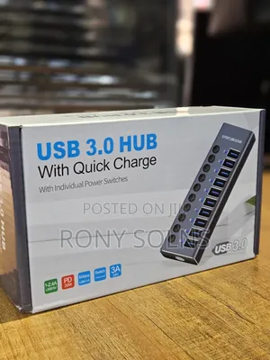 10-Port USB 3.0 Hub with Individual Power Switches