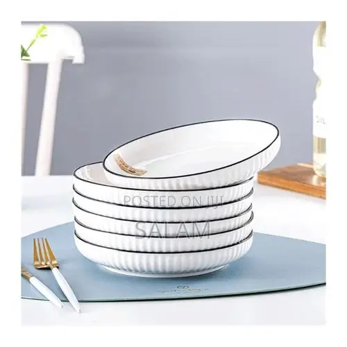 Sundabest 6pcs Medium White Stylish Plate - 8inch - 1