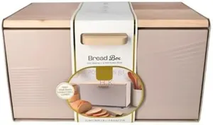Modern Metal Bread Bin with Wooden Lid