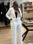 Elegant Ladies Suits with Crop Top Coat - 1
