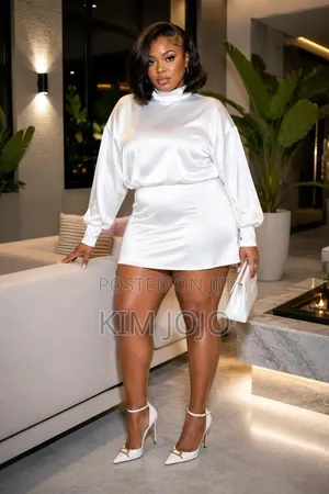 Plain Long-Sleeved Satin Dresses