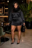 Plain Long-Sleeved Satin Dresses - 2