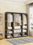 Three Column Metal and Fabric Wardrobe Organizer - 1