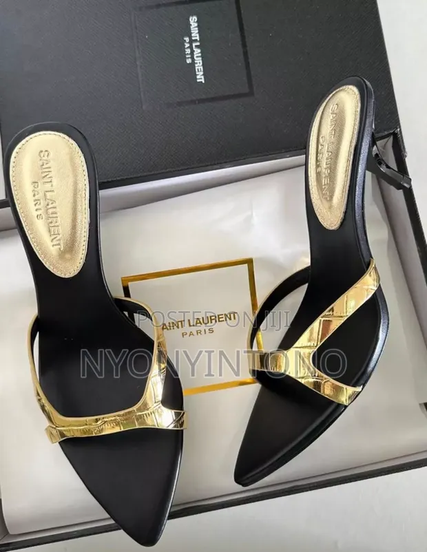 Saint Laurent Mule Flip Flop Heel Shoes - 1