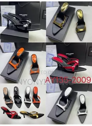 Saint Laurent Mule Flip Flop Heel Shoes