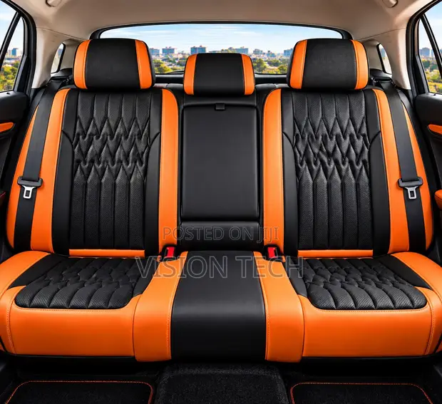 Premium Nappa Leather Seat Covers (Orange & Black) - 1