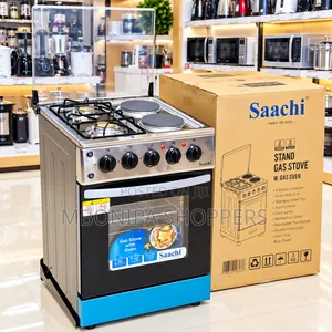 Saachi 4-Burner Gas Cooker with Electric Hot Plates & Oven