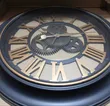 Large Vintage-Style Wall Clock - Black Frame, 3D Gold Roman - 2