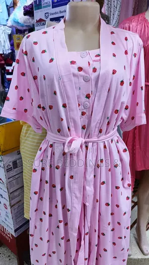 Alaia Pink Cotton Nightgown with Strawberry Print