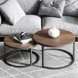 Nesting Center Tables Set - Glass & Wood Coffee Table - 2