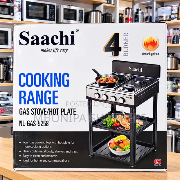 Saachi 4-Burner Gas Cooking Range with Hot Plate - NL-GAS-5258 - 1