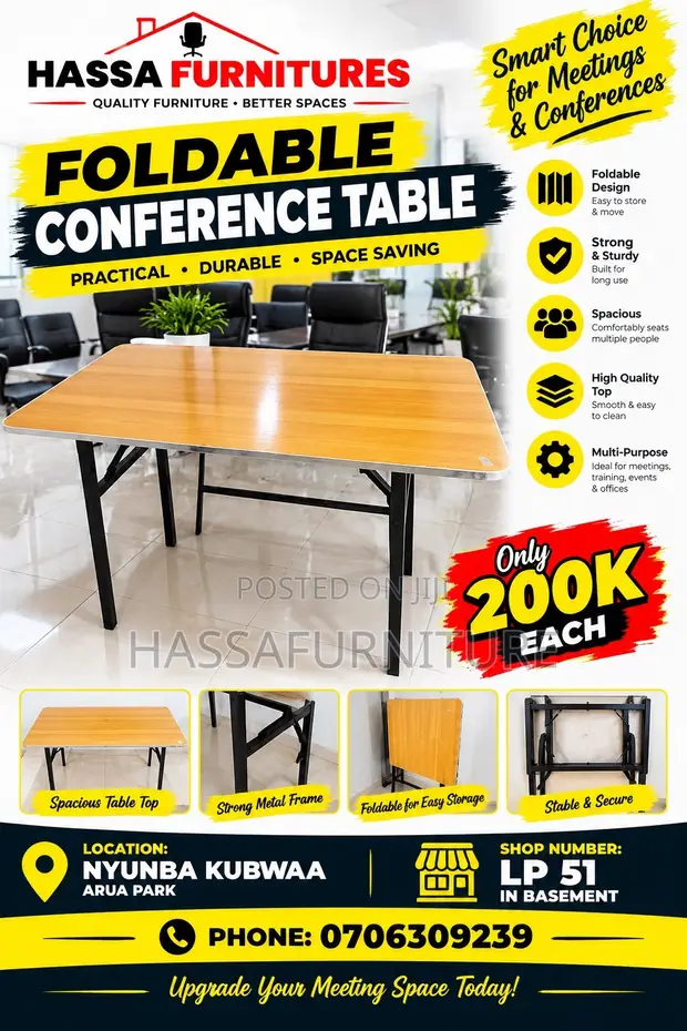 Foldable Conference Table - Wooden - 1