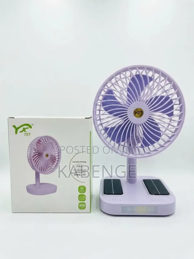 YX 757 Rechargeable Solar Desk Fan with LED Light - 1
