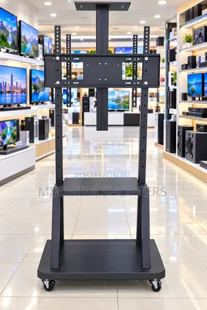 Heavy-Duty Mobile TV Stand with Adjustable Mount & Wheels