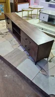 7ft TV Stand with Drawers - Brown Wood - 2