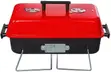 Portable Red-and-Black Briefcase-Style Charcoal Barbecue Grill - 1
