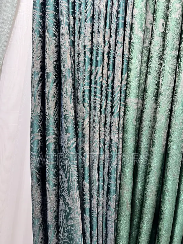Green Velvet Curtain Fabric (Per Meter) - 1