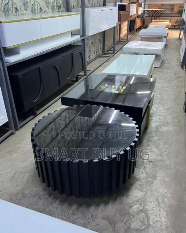 Brand New Round Coffee Table - Black Glass - 1