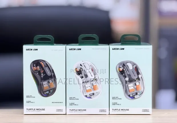 Green Lion Turtle Transparent Wireless Mouse - 1