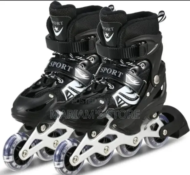 Black Adjustable Children's Inline Roller Skates - 1