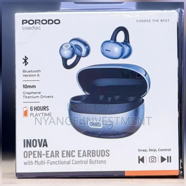Porodo Soundtec Inova Open-Ear Clip-On ENC Earbuds - 1