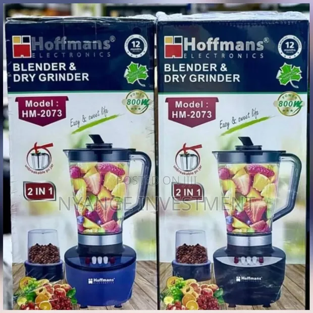 Hoffmans HM-2073 2-in-1 Blender & Dry Grinder, 800W - 1