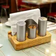 Stainless Steel Restaurant Table Condiment & Napkin Holder Set - 5