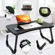 Foldable Laptop Bed Tray Table with Storage & Cup Holder - 1