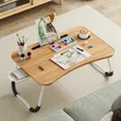 Foldable Laptop Bed Tray Table with Storage & Cup Holder - 3