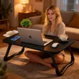Foldable Laptop Bed Tray Table with Storage & Cup Holder - 4