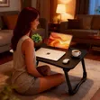 Foldable Laptop Bed Tray Table with Storage & Cup Holder - 5