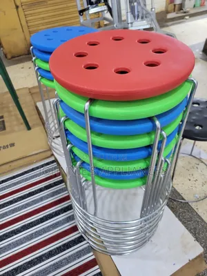 Round Plastic Seat Metal Stool - Green