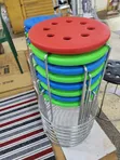 Round Plastic Seat Metal Stool - Green - 2