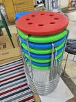Round Plastic Seat Metal Stool - Green - 3