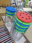Round Plastic Seat Metal Stool - Green - 4