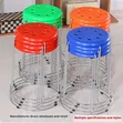 Round Plastic Seat Metal Stool - Green - 5