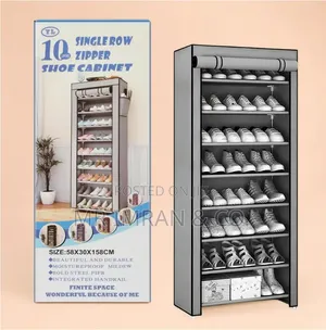 10-Layer Vertical Fabric Shoe Cabinet