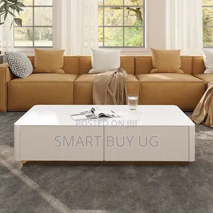 Large Rectangular Coffee Table - White Glossy Finish