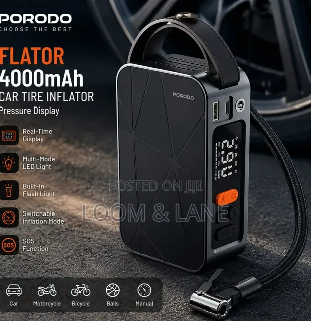 Porodo Flator 4000mAh Portable Car Tire Inflator - 1